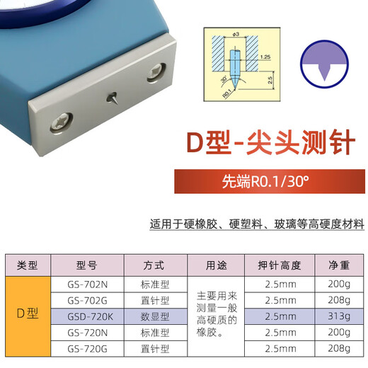 TECLOCK日本得乐硬度计邵氏硬度计ACDO型橡胶硅胶泡沫塑料指针式硬度架子 GS-702G（双针D型）