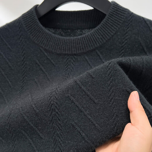 
Hengyuanxiang 100% pure cardigan men's round neck 2025 autumn and winter new solid color versatile pullover knit sweater trend 150010 medium gray thick model M 170/48/105