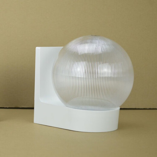 Yaotian Outdoor Waterproof and Sunproof LED Ball Wall Lamp Simple Modern Balcony Aisle Staircase Exterior Wall Creative Ball Wall Lamp White Base Transparent Striped Ball +30W LED Bulb Warm Light