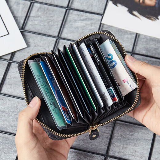 Bostenton men's card holder with multiple card slots mini accordion card holder card holder cowhide small coin purse card holder