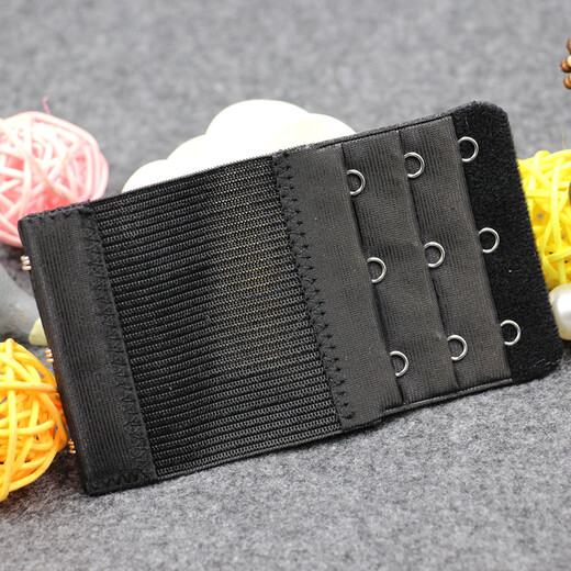 Ainuodeng elastic three-breasted underwear, extended buckle, bra extension buckle, bra-breasted buckle, back buckle, elastic buckle, black, elastic 3-row, 3-button, 1 piece