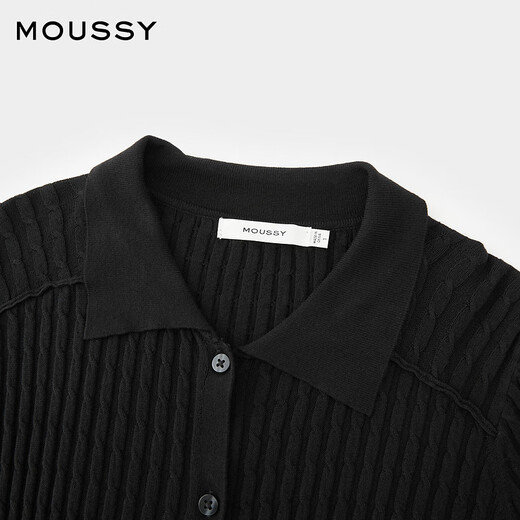 moussy 新品简约风淑女H型长款针织连衣裙010HA673-7891 020黑色 S