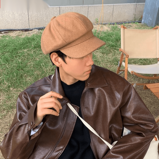 Obey black British beret men's big head circumference autumn and winter retro hat octagonal hat men's style ins black