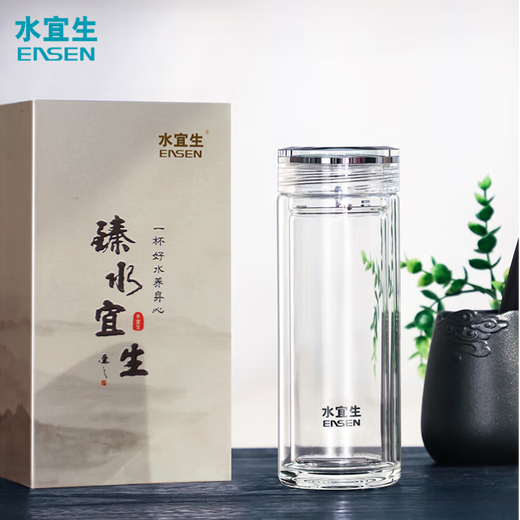 
Shui Yisheng glass cup double-layer water cup men and women tea cup business tea cup office cup crystal cup car cup straight body g719 regular version 400ml