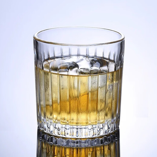 Bar Soul Whiskey Glass Ice Hockey Glass Spirit Glass Classic Eternal Glass Striped Whiskey Glass Bar ROCK Cup Classic Vertical Stripe Whiskey Glass 300ml