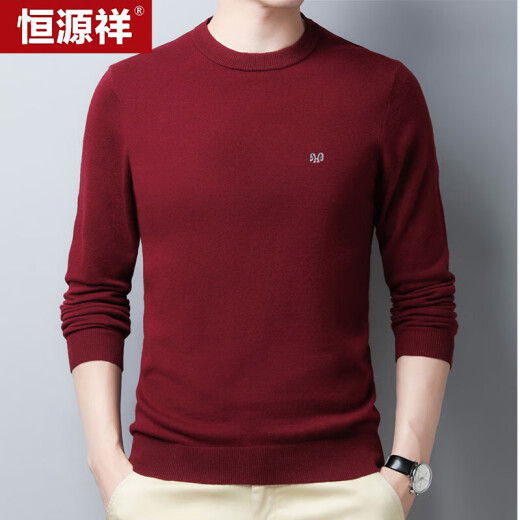 Hengyuanxiang wool sweater autumn and winter round neck sweater thin men's sweater 08186005 black 175/92A