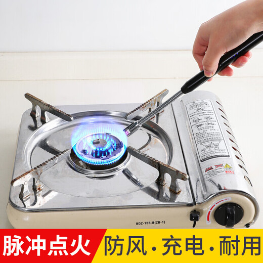 Jidaocook rechargeable gas stove pulse igniter universal ignition gun kitchen gas lighter long handle windproof matte silver-rechargeable windproof, long handle, with USB charging cable