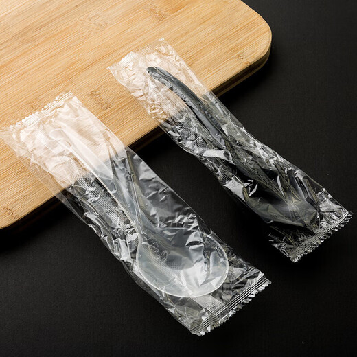 Disposable soup spoon plastic takeaway hot pot packaged casserole porridge spoon individually packaged pickled fish commercial large male spoon simple black large spoon 50 pieces