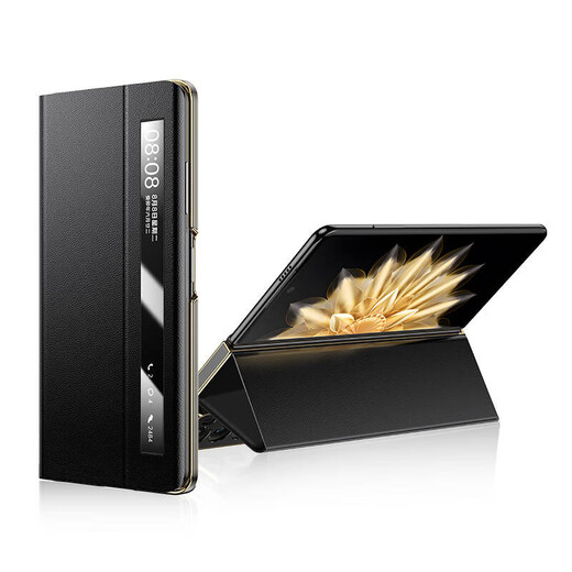 Suoaige Honor Magic VS3 Mobile Case Honor Magic V3 Case de protection VS2 Master Edition Full-incluse écran de pliage Affaire en cuir Anti-Fall Windows Transparent Case de couchage gratuit Flip [Black] Window Douzen Honor Magic VS3