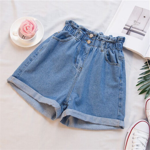 Xunliba Damen Sommer Ins Denim Shorts Frauen koreanischer Stil lose hohe Taille schlampige Hose mit breitem Bein. Weiß: 831 2xl Größe [135-150jin [Jin ist gleich 0,5 kg]]