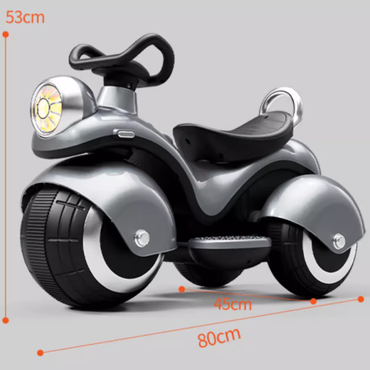 Haolewa Moto électrique pour Enfants pour Hommes et Femmes, Voiture Jouet Rechargeable, Voiture à Batterie, Poussette à Trois Roues pour bébé, Cadeau, Argent Peint + Double entraînement + Grande Batterie + télécommande
