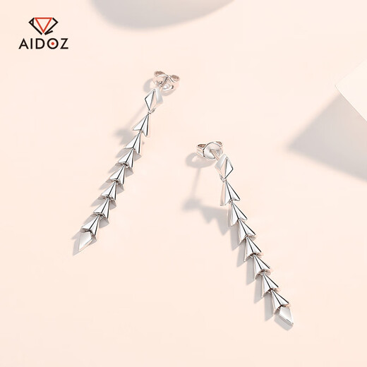 Aido Diamond PT950 platinum earrings for women, fashionable platinum earrings, versatile temperament, long tassel triangle earrings, weight 6.1-6.3 grams + delivery certificate