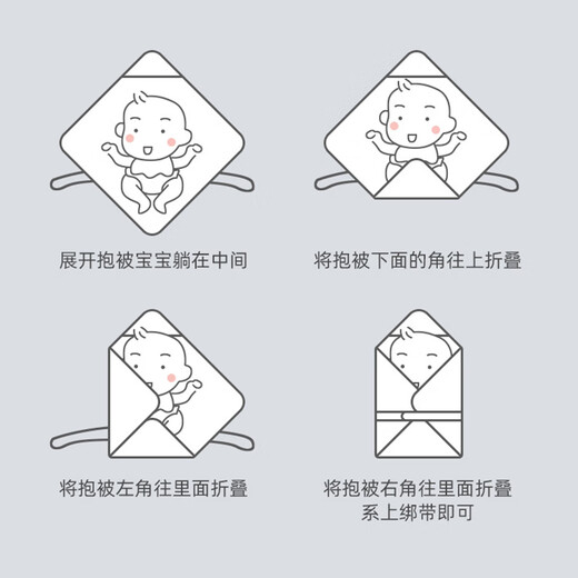贞喜气 初生婴儿包被宝宝抱被加厚春秋冬睡袋纯棉新生儿抱毯绑带防惊跳 婴儿抱被小恐龙 90*90cm