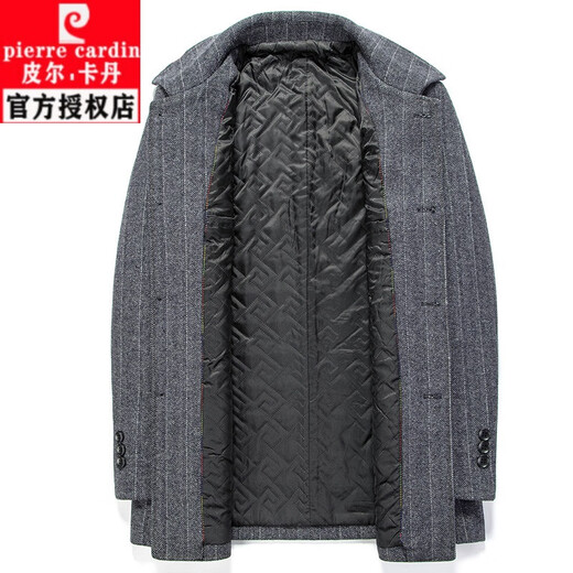 Pier Cardin Wolle Wolljacke Herren mit mittlerem Langen eingedicktes Wollmantel Feder- und Herbst mittleren Alters Daddel Grabenschicht Top 8201 Grau M 170