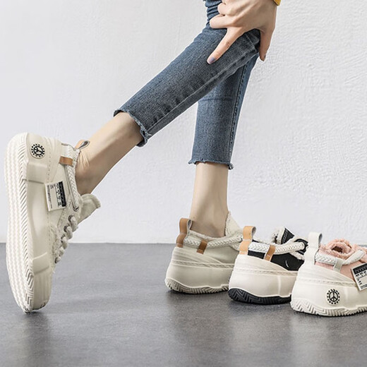 CSWNKCSA Fashion Chaussures pour femmes Small White Shoes White's 2023 Nouvelle célébrité Internet Petite saveur Chaussures BABOS SOLE SOLE SORVAS Sports et chaussures de planche décontractées BEIGE CK695 35