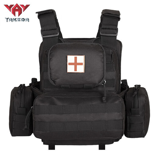 YAKEDA tactical vest new lightweight molle tactical vest quick release black full set of plug-in boards universal black standard does not include protective plates