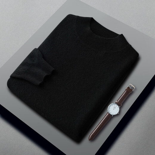 
Anyilun City 2024 autumn and winter new half-turtleneck cashmere sweater men's inner sweater casual base loose sweater men's cashmere burgundy S