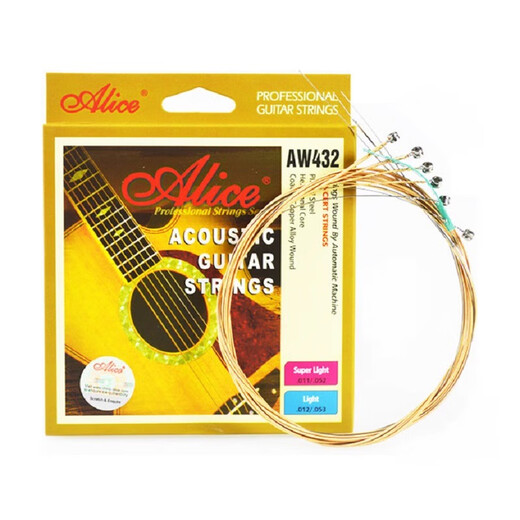 Alice Professional Folk Guitar String Anti-Rust Phosphor Bronze Mysterious Wire original AW432SL Set String Loose String 6 Hyun Wire Accessories AW432L (012-053 Tono brillante) + buen regalo