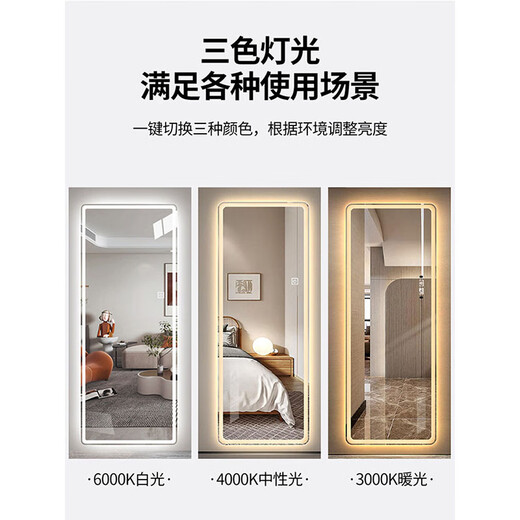 Joico Swiss Brand Ganzkörper-Dressing-Spiegel Wandmontierter intelligenter, rettungsloser Lampenmessspiegel Home Schlafzimmer Einfacher Wandhängespiegel 65*170 cm (Senden Lampenschirm) Touch Switch