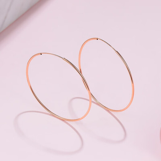Saturday Fortune (ZLF) 18K gold earrings for women, rose gold earrings, colored gold rings, plain gold large hoop earrings, large style - inner diameter 39mm