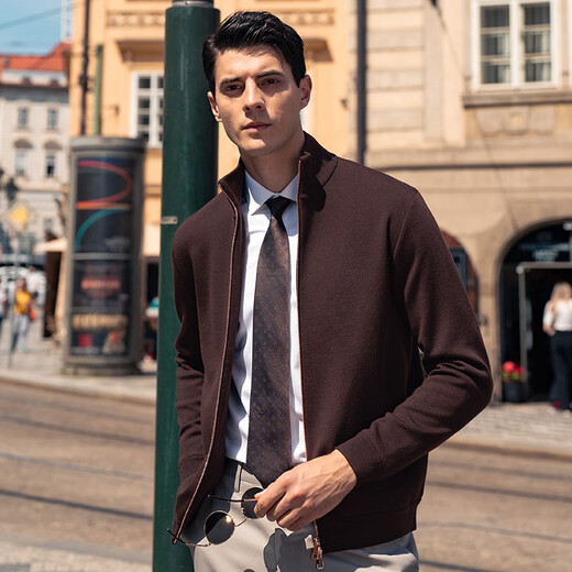 
Mr. Bubasulan wool zipper stand-up collar spring cardigan sweater men's sweater BT12128 Cigarette S (165)