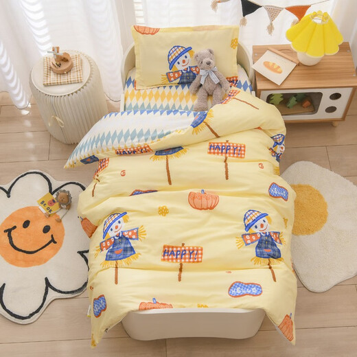 Meet the Beauty Pure Cotton Kindergarten Dormitory Three-piece Set Cartoon Bedsheets for Infants and Toddlers Quilted into Kindergarten Children's Beds for Kindergarten Napping Kindergarten Dormitory Three-piece Set Dinosaur Family Green
