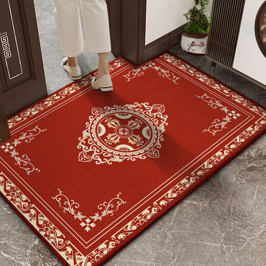 Shansui Chinese-style entrance door floor mat red door mat door carpet door mat resistant to stains and non-slip can be cut for festive home use Chinese pattern-Xun SJ 100X140cm