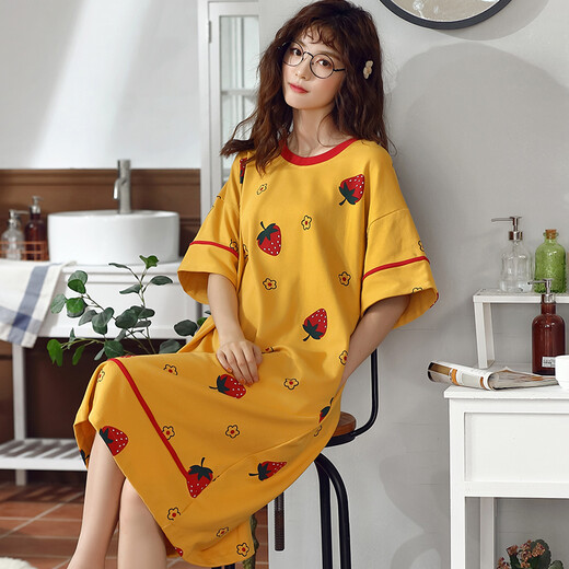 ZHIDOUDOU nightgown for women Xia Anxin cotton loose fat mm200Jin Jin is equal to 0.5kg plus fat plus size pregnant women fat sister cotton pajamas for women f6627 10XL m (recommended 80-100Jin Jin is equal to 0.5kg