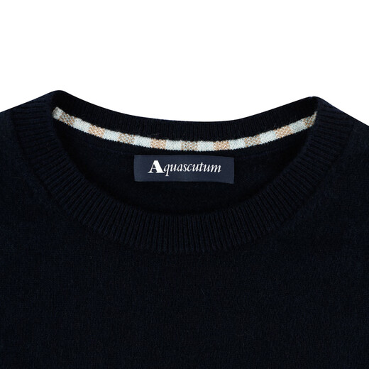 AQUASCUTUM/雅格狮丹冬季新款女士保暖纯山羊绒休闲针织衫Q4867W0041 深蓝39 M