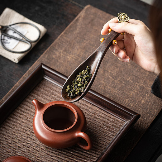 Shuming solid wood ebony rosewood Ruyi pipa tea spoon tea spoon tea kung fu tea set household tea ceremony accessories ebony pipa tea spoon