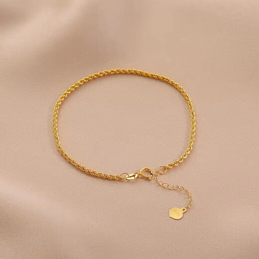 Ji Ge 18k gold hemp rope bracelet Au750 adjustable color gold simple versatile twist design plain chain 18cm yellow gold 0.4