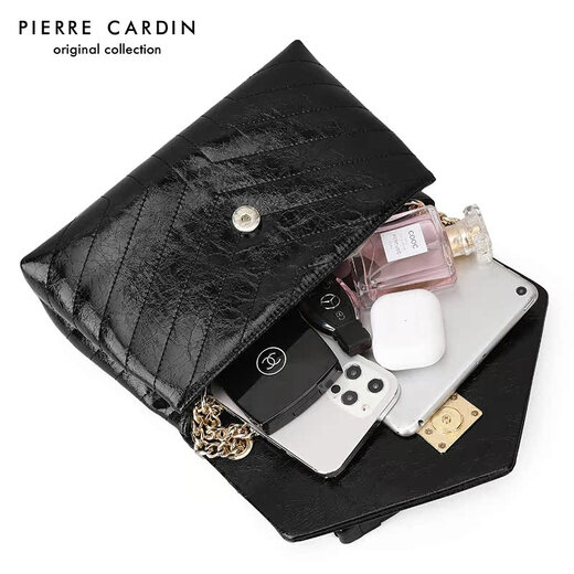 Pierre Cardin Bag (Pierre Cardin) Fashion Sac à bandoulière polyvalent pour les femmes Business Casual Capine Cow Hide Hands pour petite amie Black