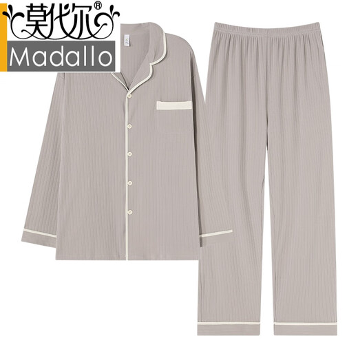 Modal 2024 New Herren Pyjamas im Frühling und Herbst Pure Cotton Longleved Cardigan Set für Herbst und Winter können mit großer Heimkleidung draußen getragen werden. LS1343 Cardigan Set 5xl Keine Männer 5xl empfohlen 200-230jin [Jin ist gleich 0,5 kg]