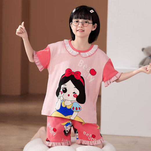 
Manido Summer Children's Kulomi Pajamas Thin Cartoon Set Little Girl Pure Cotton Short Sleeve Girls Home Cotton M6636 Women [Double Short] 100cm 8 size recommended 100-105cm