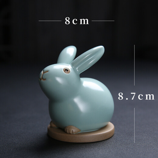 Xun Ru Ru Kiln Tea Pet Ornaments Kung Fu Tea Set Twelve Zodiac Slices Can Raise Azure High-end Tea Ceremony Accessories Tea Table Lucky Rabbit-Azure