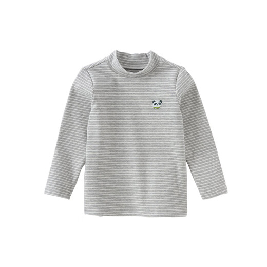 DAVE&BELLA new autumn and winter children's striped t-shirt baby half turtleneck top boys' clothes children's long-sleeved bottoming shirt gray DB4243492 100 cm (recommended height 90-100cm)