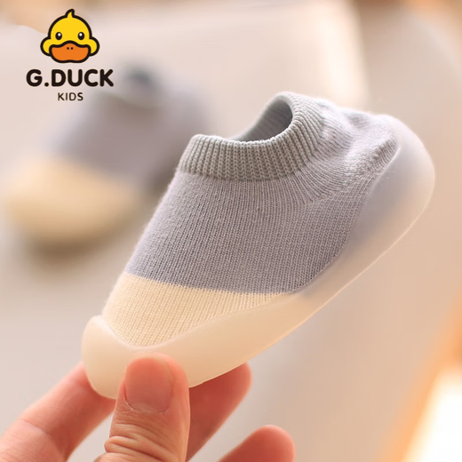G.DUCKKIDS小黄鸭地板袜儿童袜套宝宝防滑厚底学步室内春秋冬小童袜子鞋婴儿 袜子鞋黄色 22/23码建议脚长13厘米