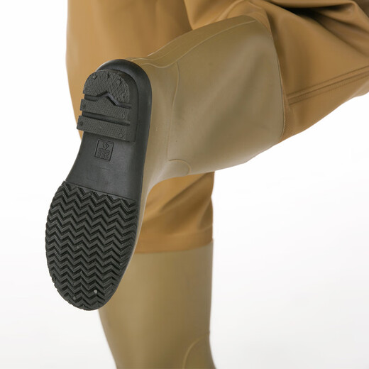 Hongshiyu PVC full-body waders for fishing, fishing suits, thickened wading pants, waterproof one-piece fishing pants, yellow knitted gloves, whole body 43