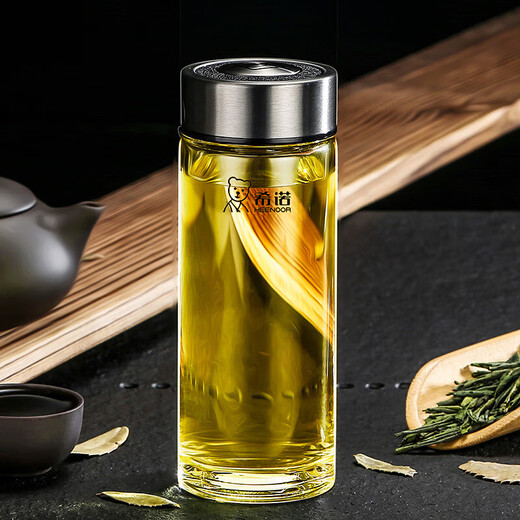 
HEENOOR single-layer glass cup for men and women car portable thickened heat-resistant water cup simple household large capacity tea cup lift ring cup lid--large capacity with filter 695ml