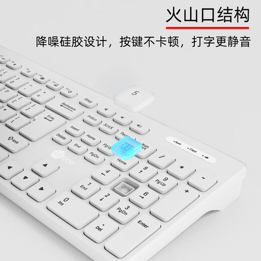 Lenovo (lenovo) keyboard and mouse set Office business light voice typing film keyboard Desktop computer laptop Universal office water-splashing and dustproof Lenovo Laiku Wireless keyboard + wireless mouse (battery version) White snow color