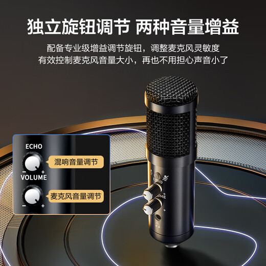 Wise Country Real-time Monitoring Microphone Condenser Game Recording Microphone Noise Reduction Microphone Anchor K Song Live Laptop USB Wired Sound Card Professional Speaker Dubbing Equipment