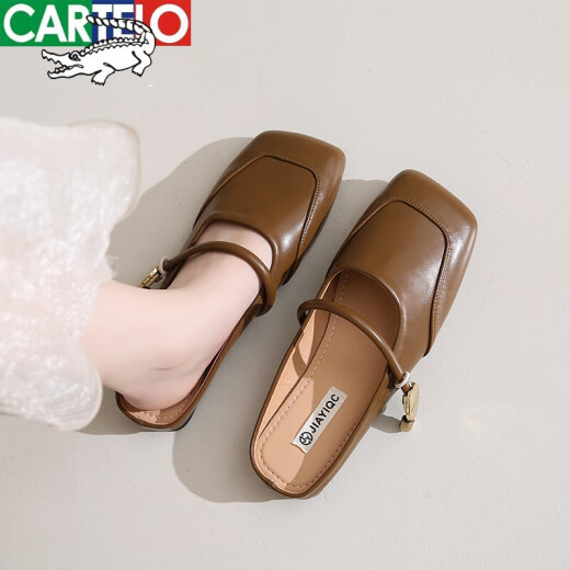 CARTELO crocodile (CARTELO) soft-soled toe-cap slippers for women to wear 2024 new spring style flat-soled maternity shoes one-legged lazy half-cup slippers summer brand code-breaking special-price/black brand code-breaking special-price/brand code-breaking special, -price/35 brand code breaking special -price/