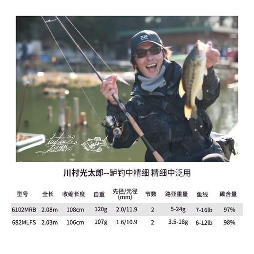 达亿瓦（DAIWA）ZILLION子龙竞技路亚竿远投碳素鱼杆鲈钓泛用鱼竿 川村682MLFS(2.03m中软调直柄)