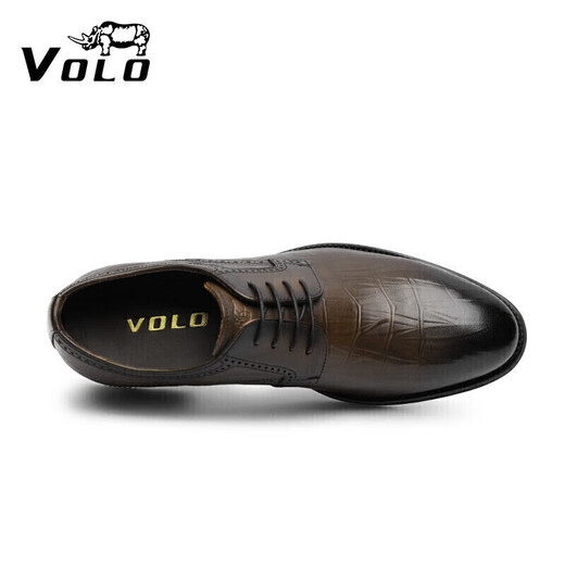 VOLO Rhino Men's Shoes Business Leather Shoes Men's Inner Heightening Breathable Soft Sole Derby Shoes Khaki 41
