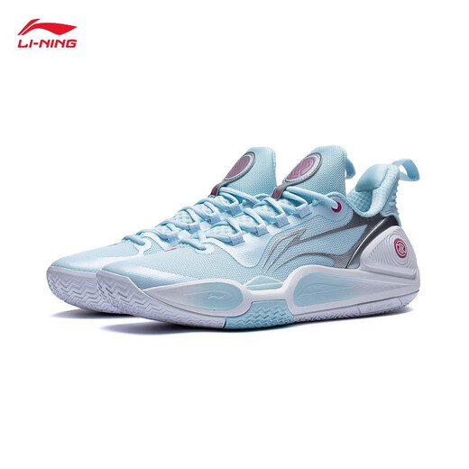 Li Ning Blitz 9丨Men's Basketball Shoes Men's New Low-top Wear-Resistant Lightweight Field Shoes Aqua Blue/Silver-6 42