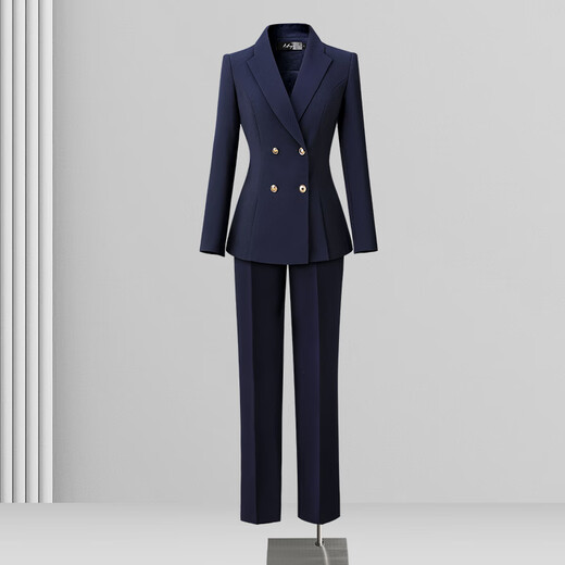Weishipin Spring and Autumn Business Suit Suit Women's Formal Wear Temperament High-end Commuting Hotel Front Desk Jewelry Store Work Clothes Navy Blue (Suit + Pants) M