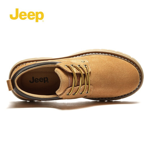 Chaussures pour hommes Jeep 2025 Printemps et automne Nouveaux chaussures de travail pour hommes American rétro doux pliables et chaussures jaunes décontractées jaune terreux (taille de chaussure de sport) 44