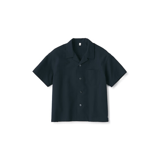 MUJI Camisa de manga corta con cuello abierto de fácil secado para niños grandes CB1LFA4A Dark Navy 140/68A