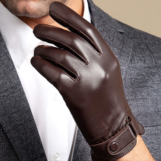 Milechi genuine leather gloves men's winter warm leather gloves for riding motorcycles and driving thin velvet thickened sheepskin gloves black (thin) XL