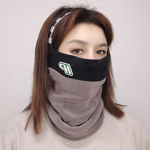 美伦玫冬季脖套女双层加厚保暖奥利绒户外时尚男女渐变套头围脖 3891黑灰色 均码